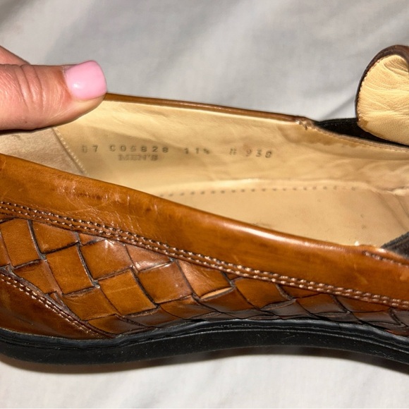 Bragano Italy Brown Leather Woven Loafers - Picture 9 of 13